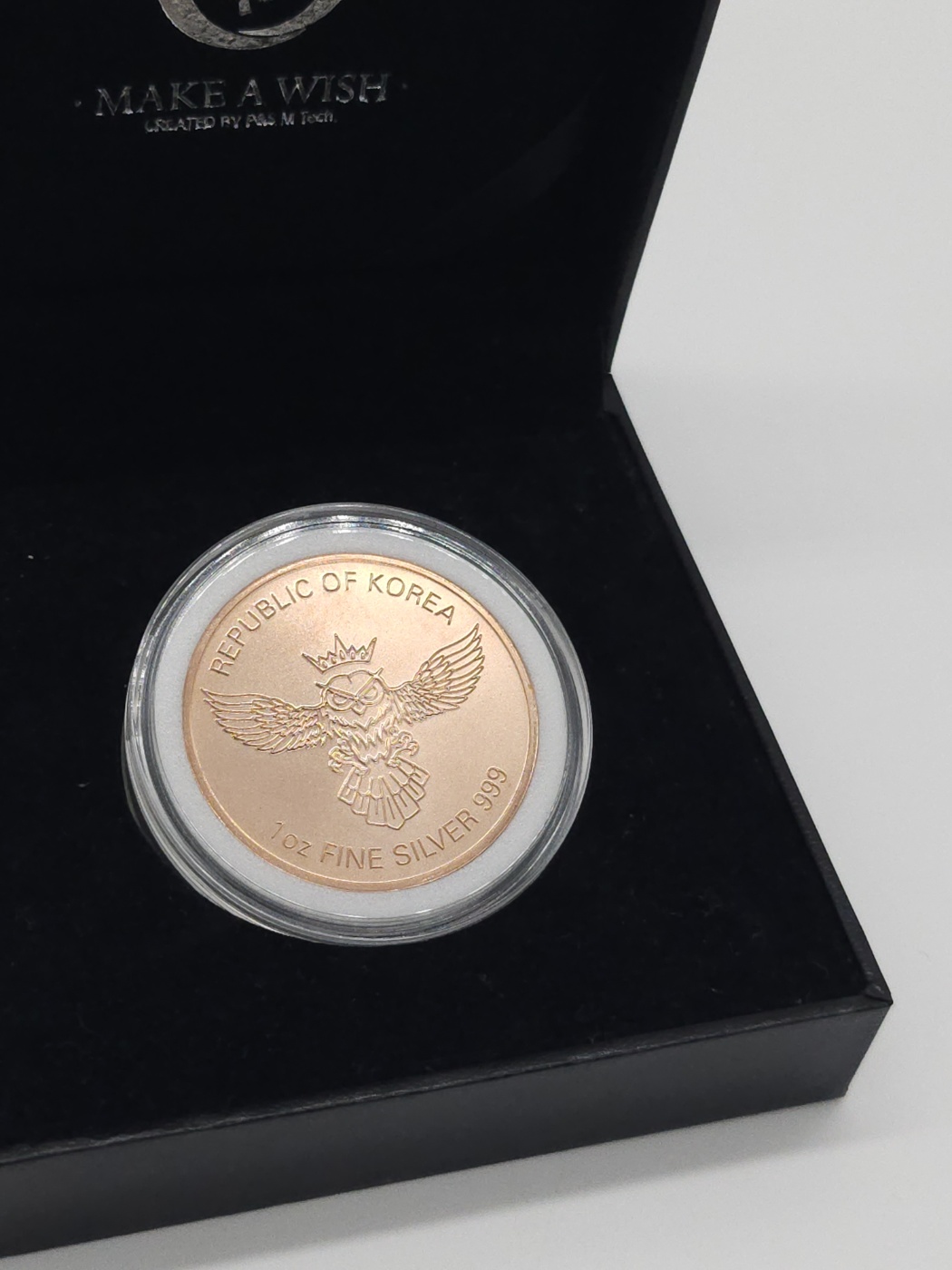 인생은 한번뿐이지만 행복은 셀 수 없기를/ 커스텀 은999 기념품/ 부엉이 Silver Coin 원형 로즈골드 메달